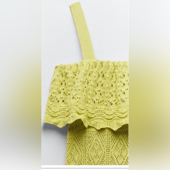 ZARA Lime Green Crochet Maxi Dress - Picture 9 of 11